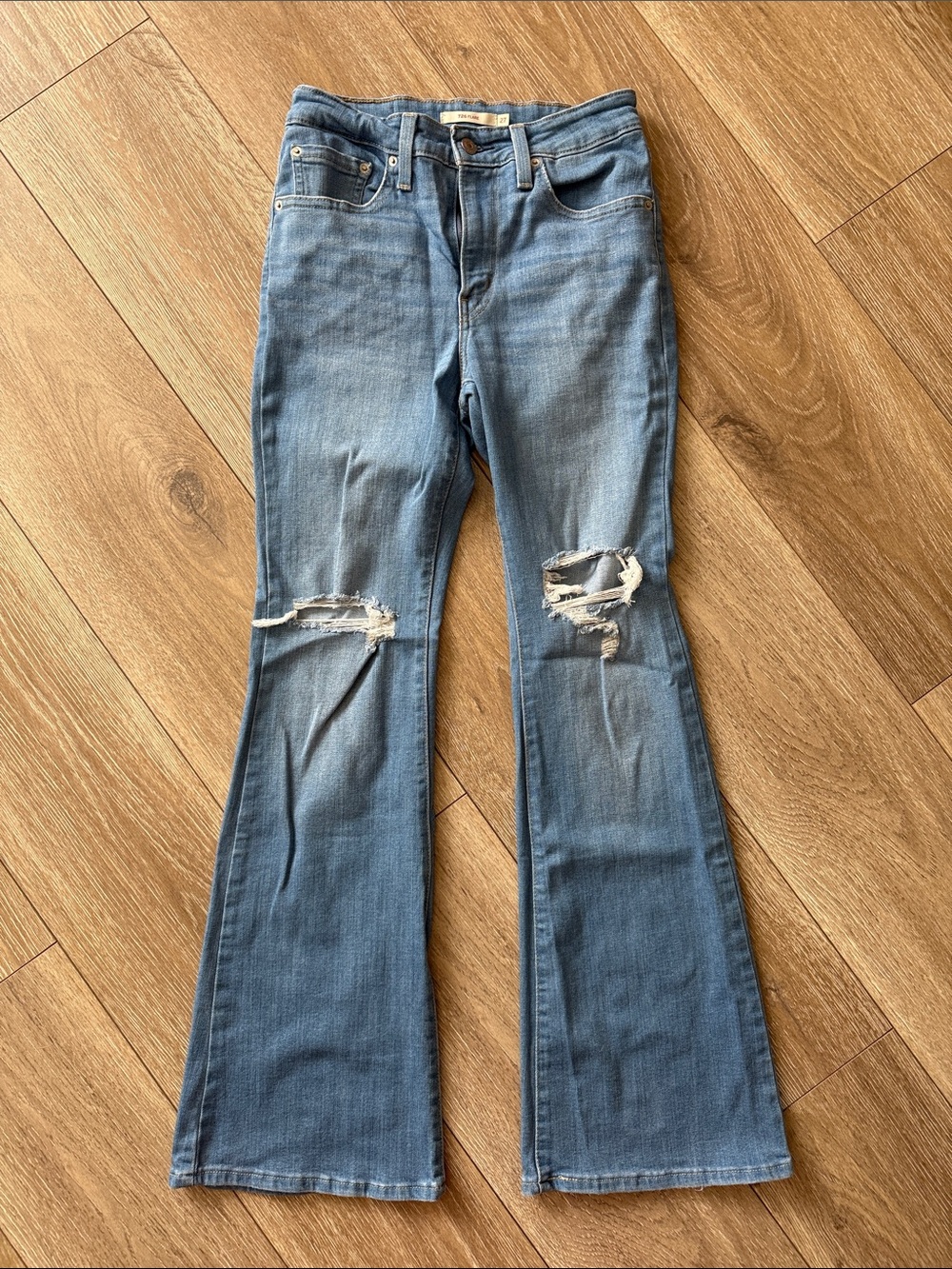 Levi's Blue Ripped Flare Jeans